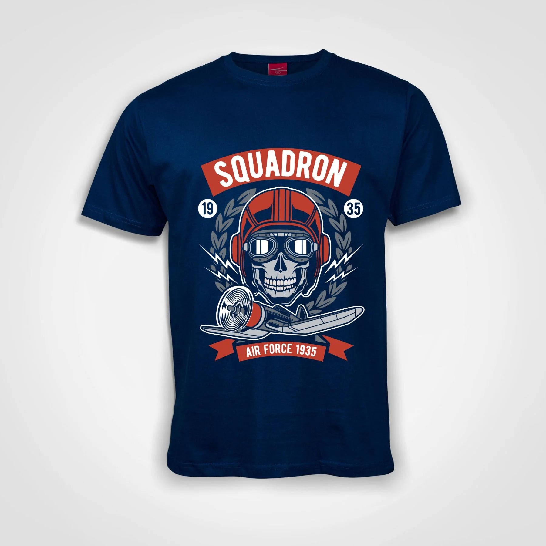 Air Force Squadron Skull Cotton T-Shirt Royal Blue IZZIT APPAREL