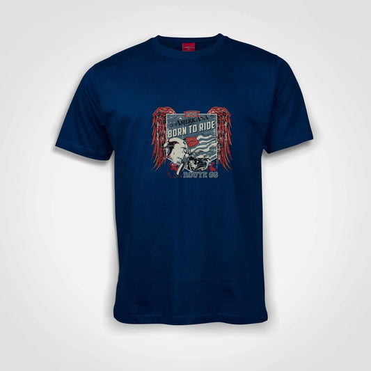 Americana Born To Ride Cotton T-Shirt Royal Blue IZZIT APPAREL