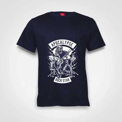Apocalypse Rock Star Cotton T-Shirt Navy IZZIT APPAREL
