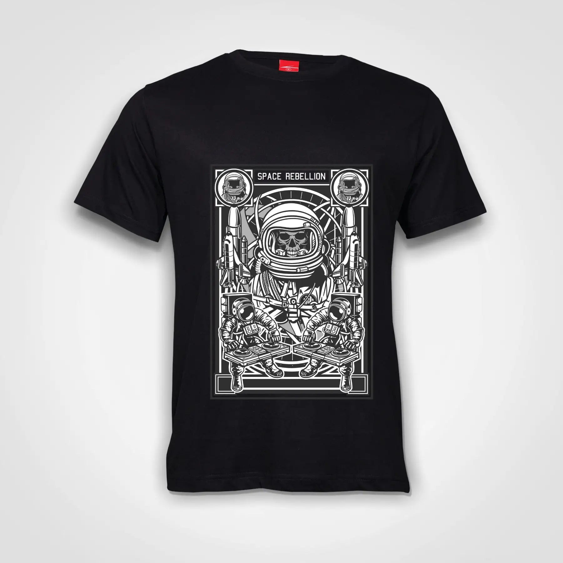 Astronaut Skull Space Rebellion Cotton T-Shirt Black IZZIT APPAREL