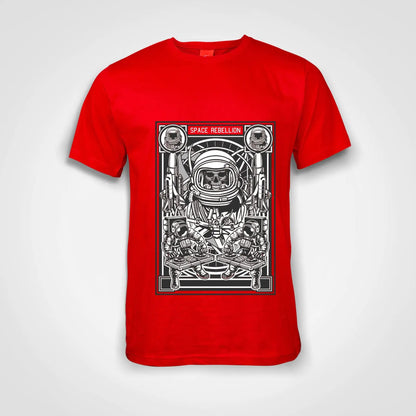 Astronaut Skull Space Rebellion Cotton T-Shirt Red IZZIT APPAREL