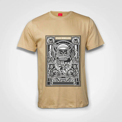 Astronaut Skull Space Rebellion Cotton T-Shirt Natural IZZIT APPAREL