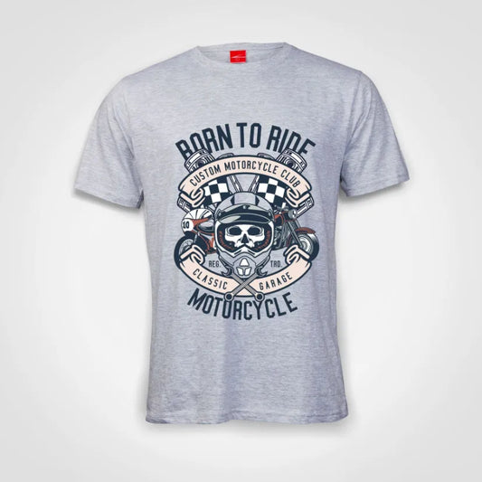 Born To Ride Custom Motorcycle Club Cotton T-Shirt Grey-Melange IZZIT APPAREL