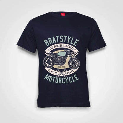 Bratstyle Motorcycle Cotton T-Shirt Navy IZZIT APPAREL