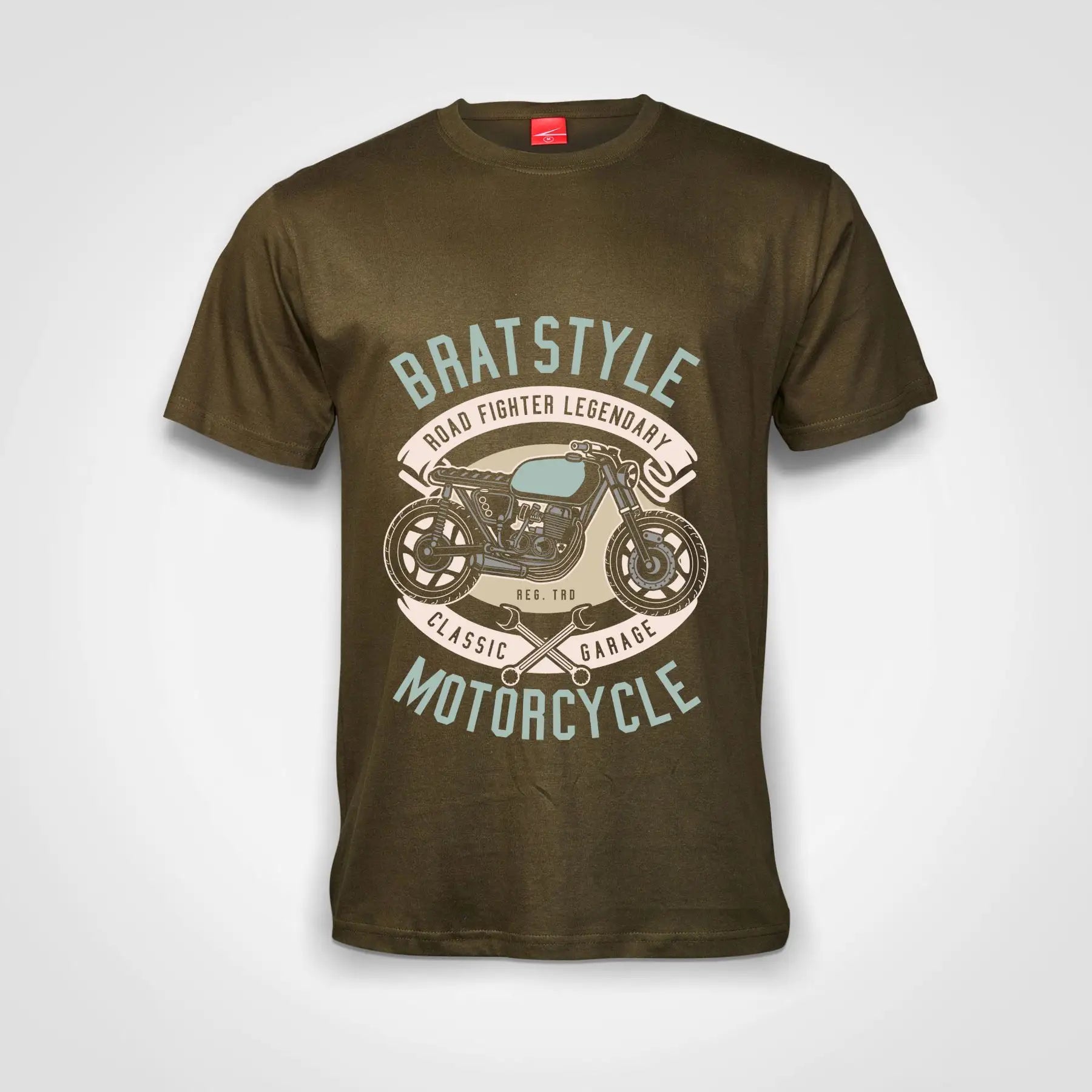 Bratstyle Motorcycle Cotton T-Shirt Olive IZZIT APPAREL