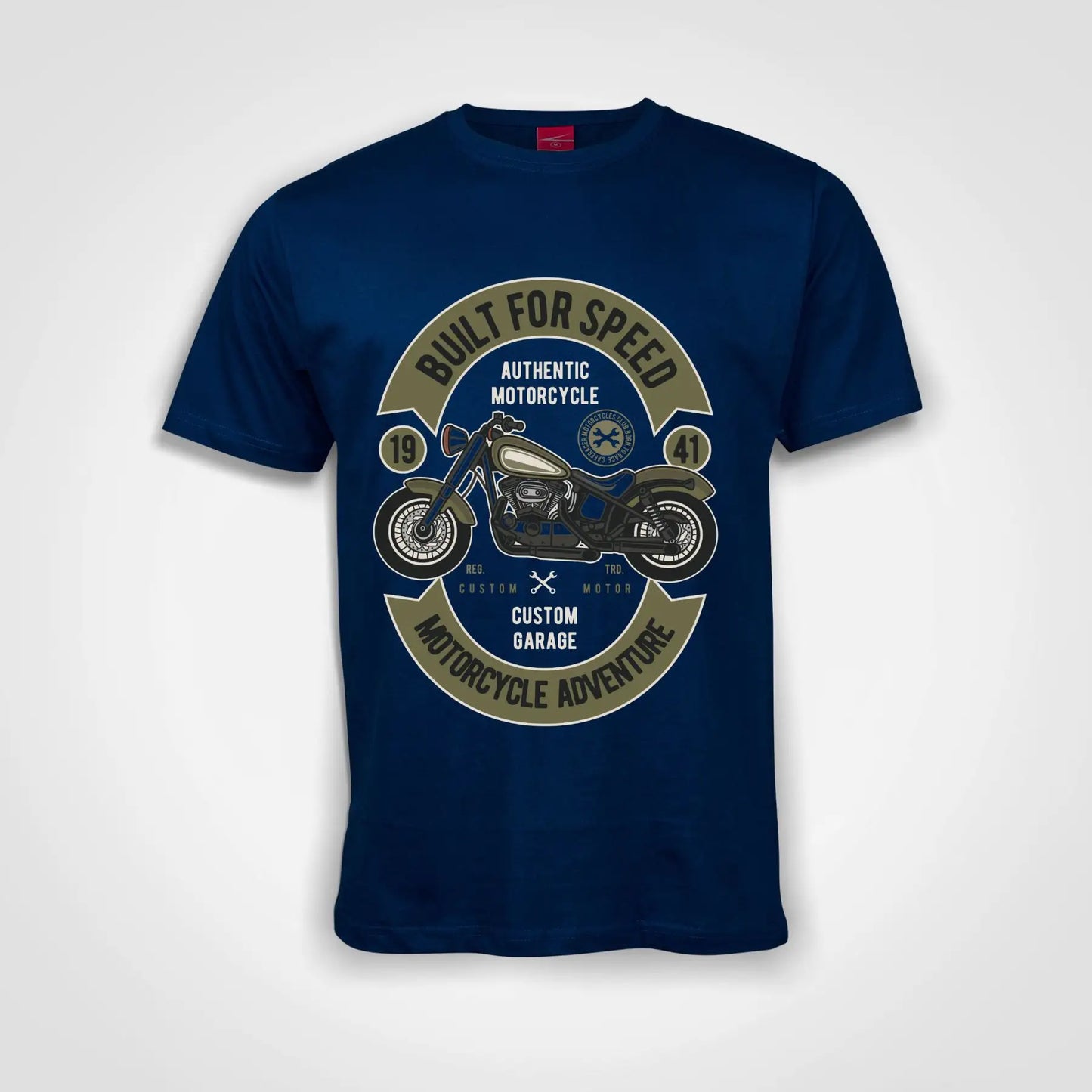 Built For Speed Motorcycle Adventure Cotton T-Shirt Royal Blue IZZIT APPAREL