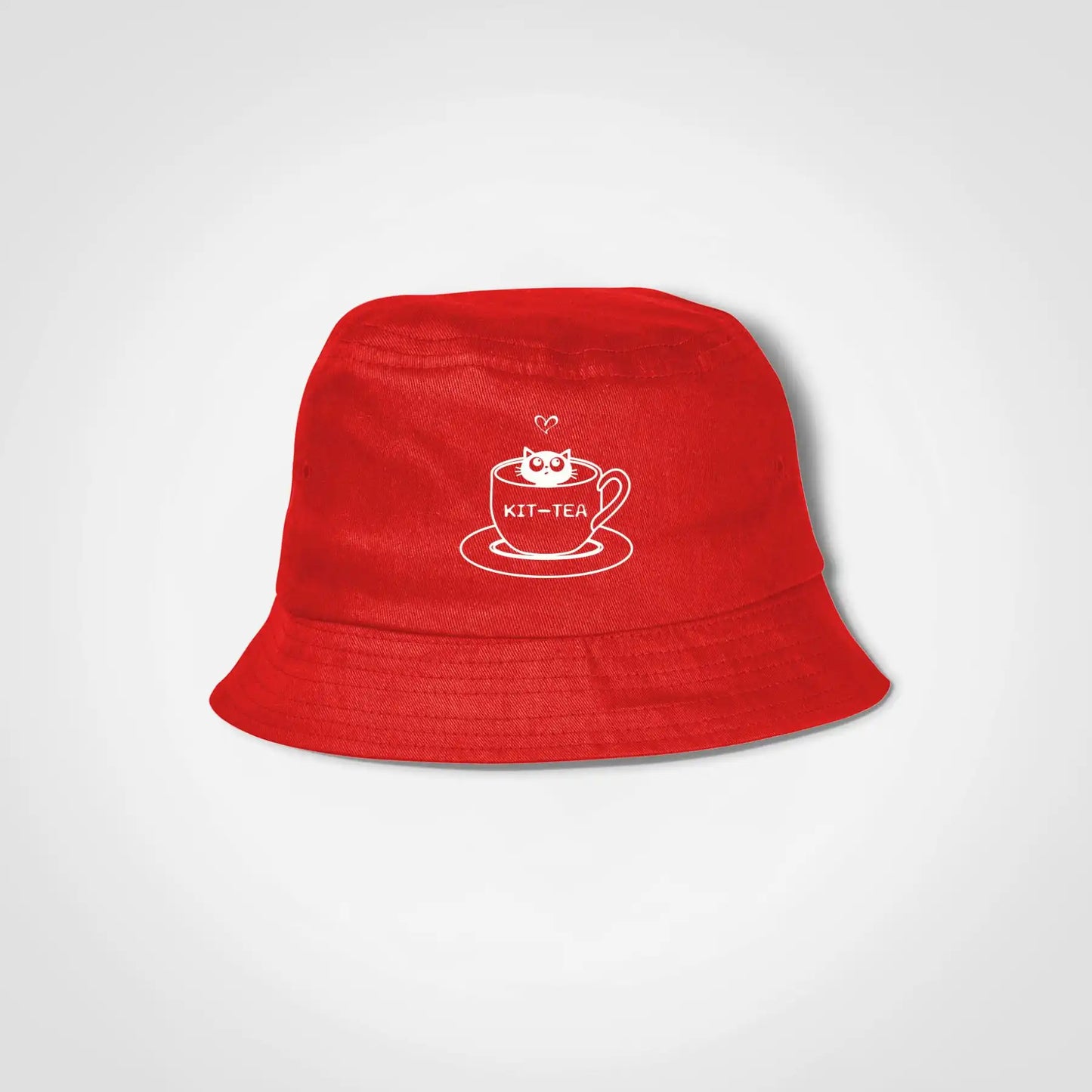 Cat Kit-Tea Bucket Hat Red IZZIT APPAREL