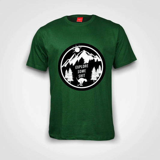 Explore Some Shit Cotton T-Shirt Bottle Green IZZIT APPAREL