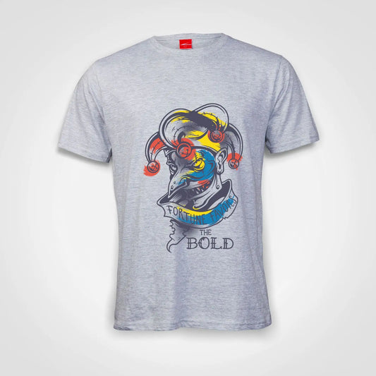 Fortune Favors The Bold Cotton T-Shirt Grey-Melange IZZIT APPAREL