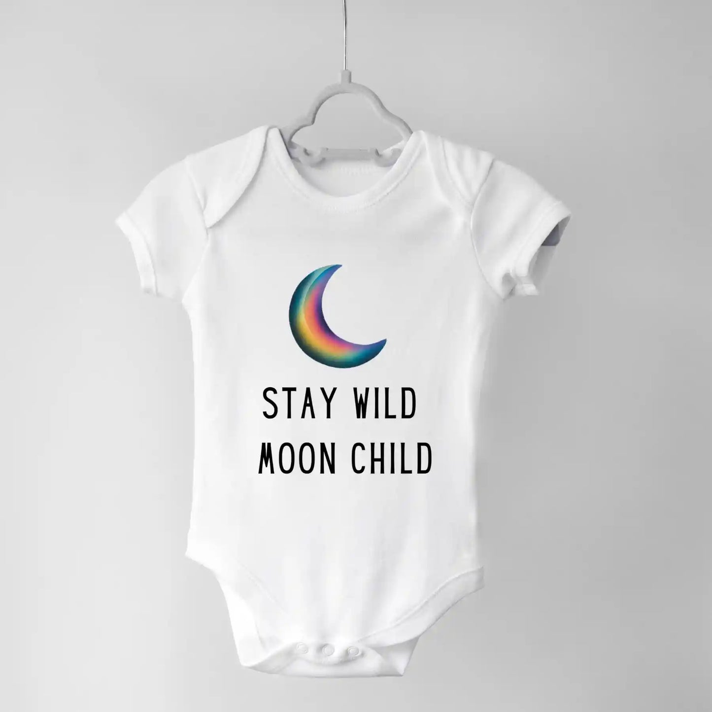 Stay Wild Moon Child Babygrow White IZZIT APPAREL